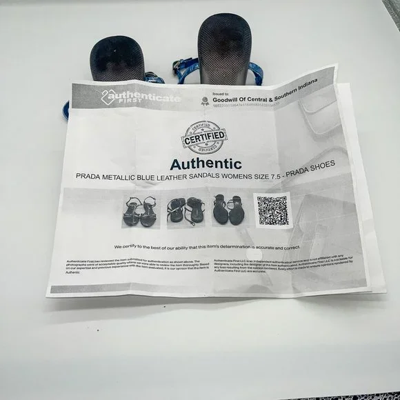 Prada Blue Metallic Sandals Size 7.5 - Picture 4 of 10